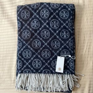 Tory Burch Monogram Wool Throw Blanket
